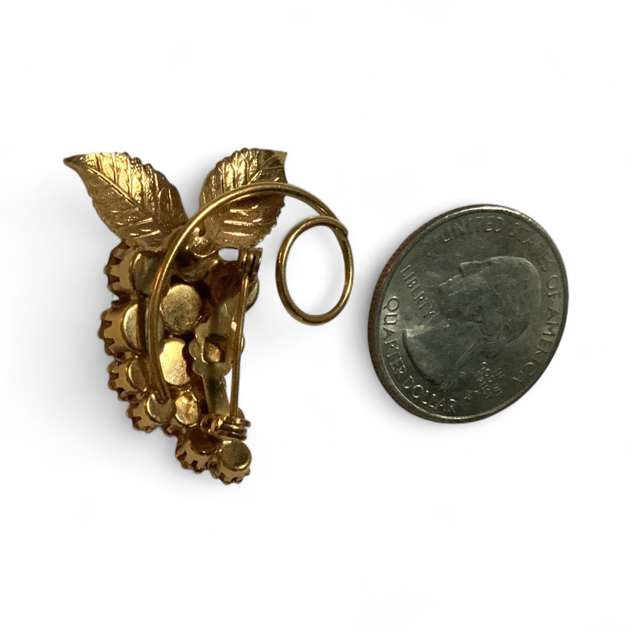 Rhinestone amber gold Grape Cluster 1.5″ Pin