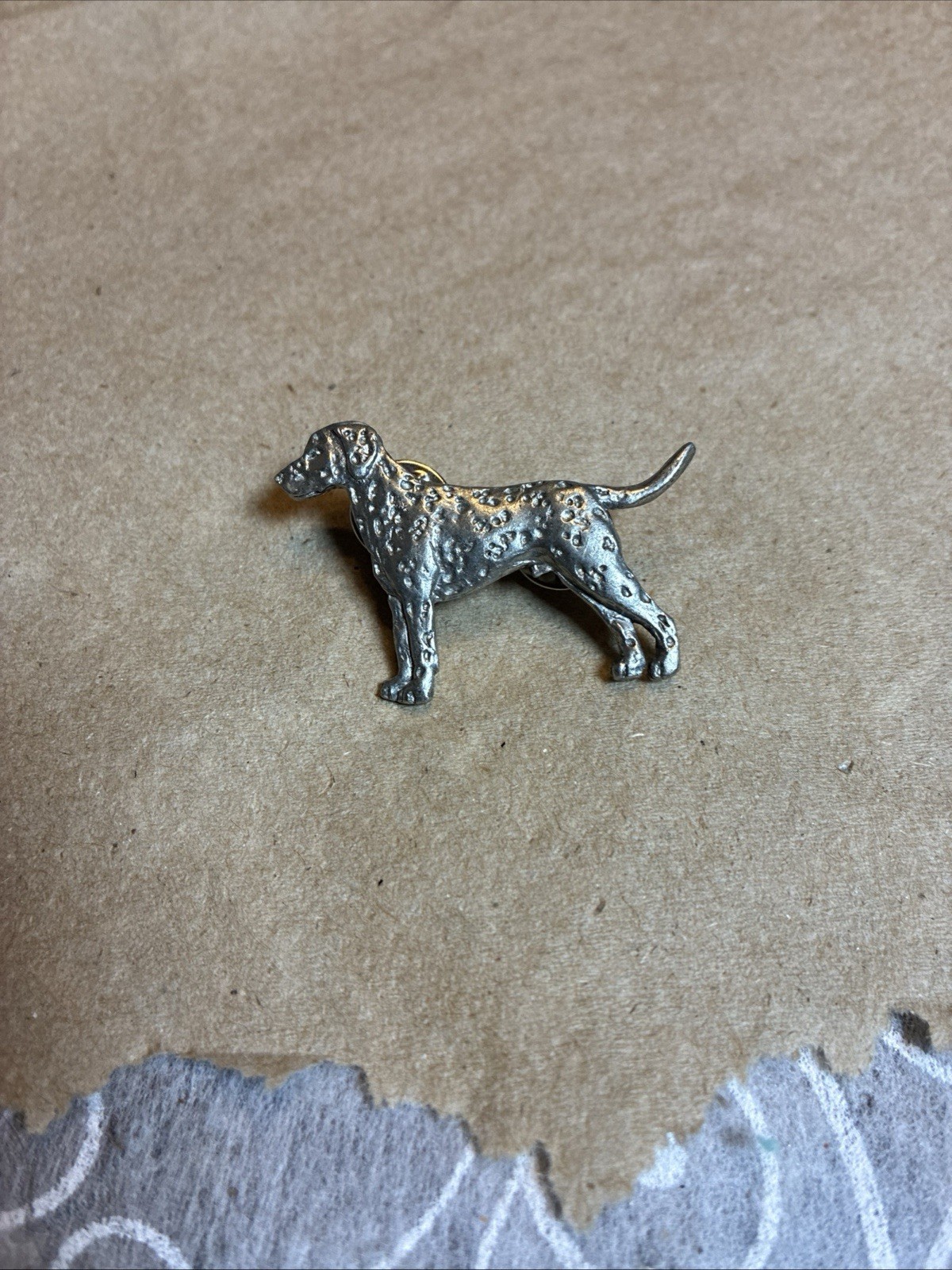 Vintage GG Harris Fine Pewter Dalmatian Dog Lapel Pin 2″x1″