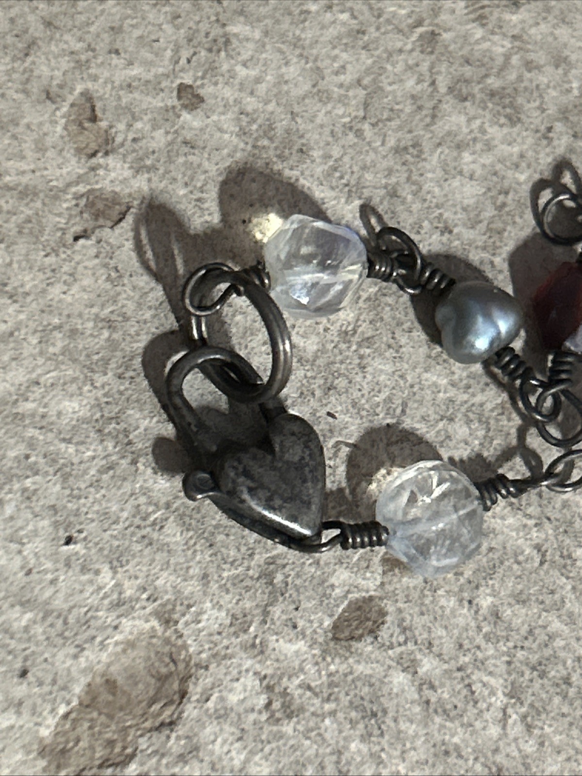 34. Vintage 925 Sterling Wire Wrapped Multi Gemstone Link Cross Necklace 16″