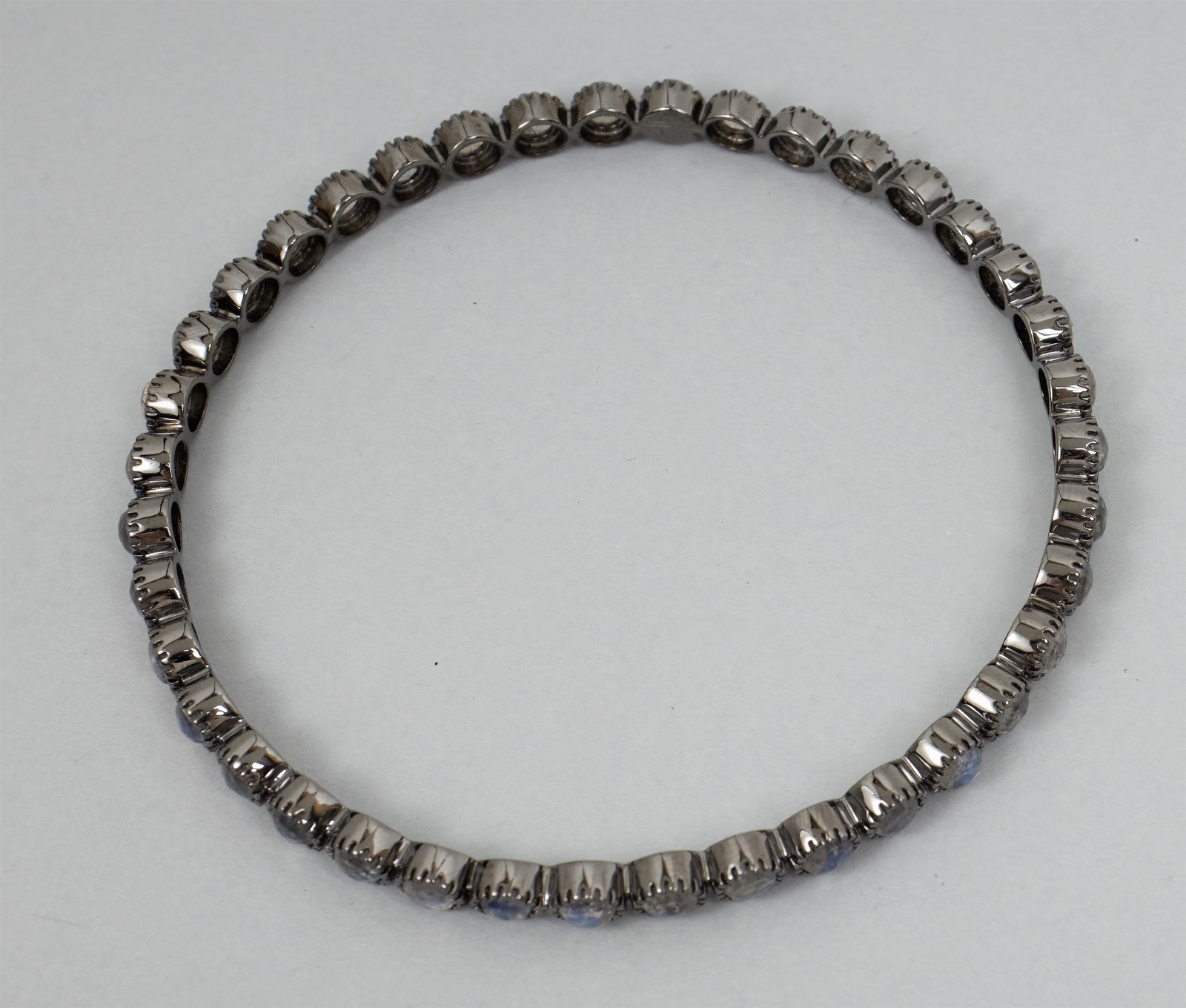 8.1″ HSN Rarities Labradorite Bangle BlackRhodium Sterling Silver Bracelet 15.9g