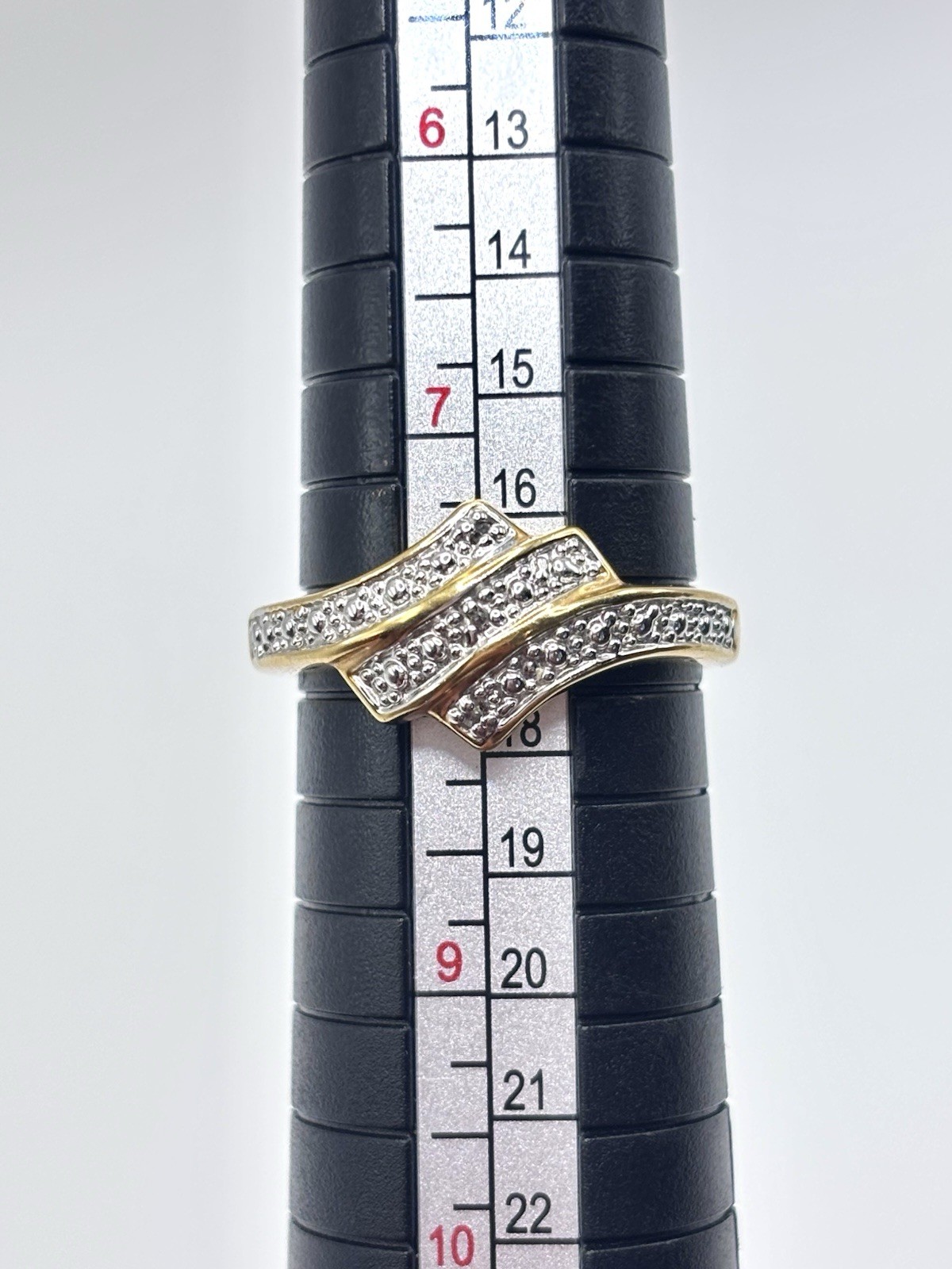 Vintage Gold Plated And Diamond Triple Band Wave Ring Size 7.75