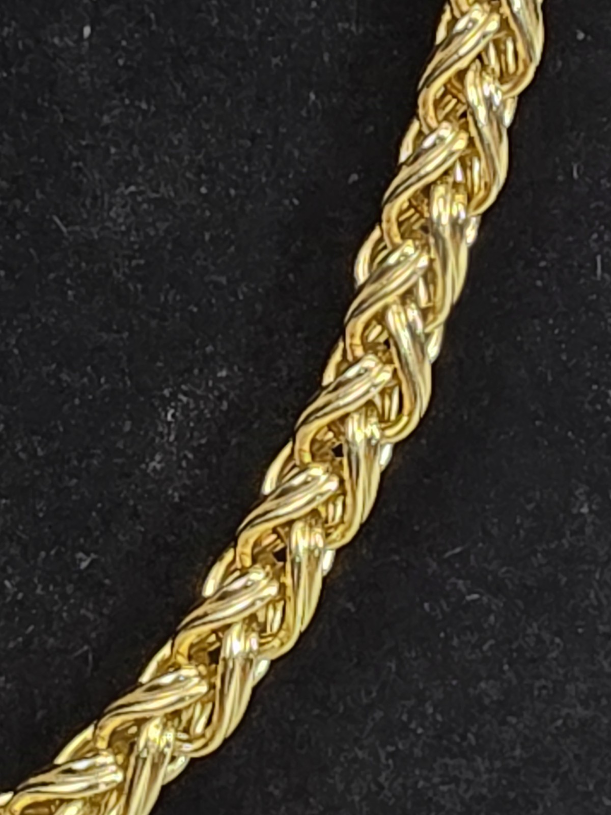 Vintage Gold Tone Wheat Chain Necklace Braided Spiga Woven Link Spring Ring
