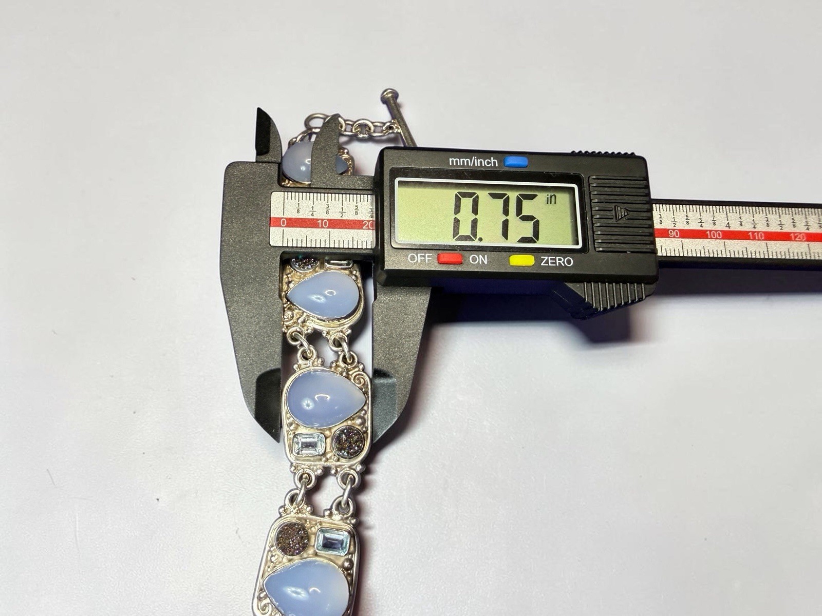 Sajen 925 Silver Chalcedony Moonstone Iolite Druzy Ring Bracelet Earrings Set