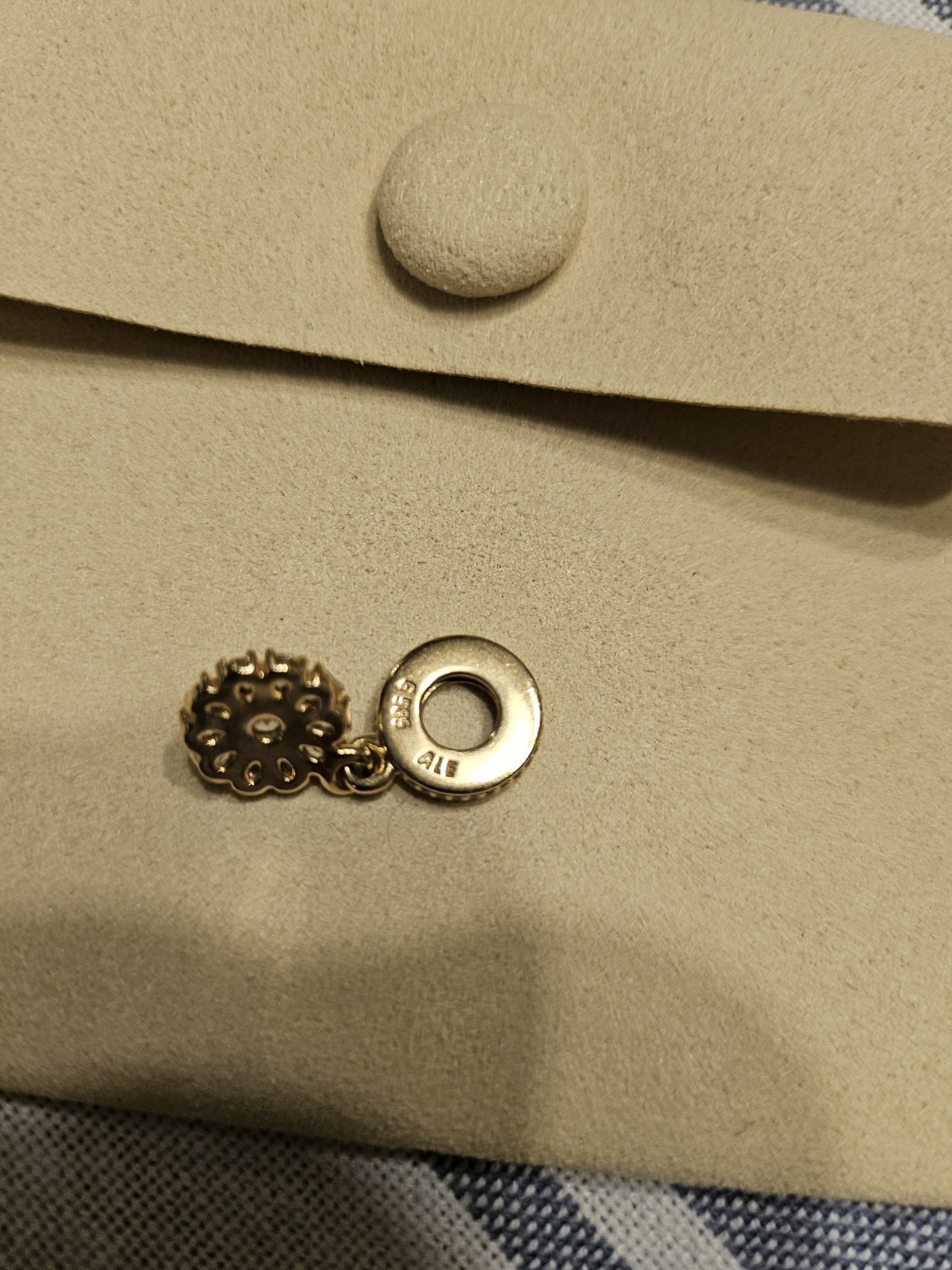 Pandora 14k Solid Y. Gold CZ Embellished Floral Drop Dangle Charm Retired 🌼