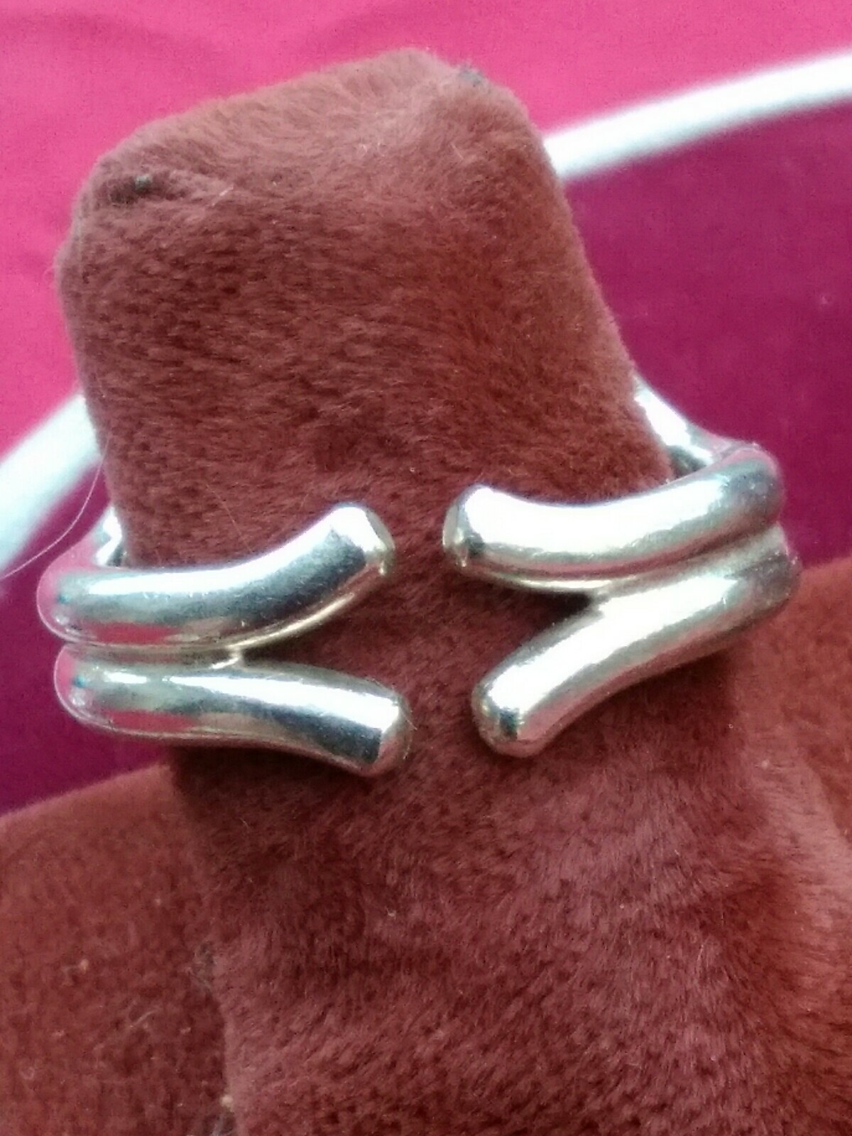 Vintage NEILS ERIK FROM 925 Sterling Modernist Amber Ring Size 6 Denmark