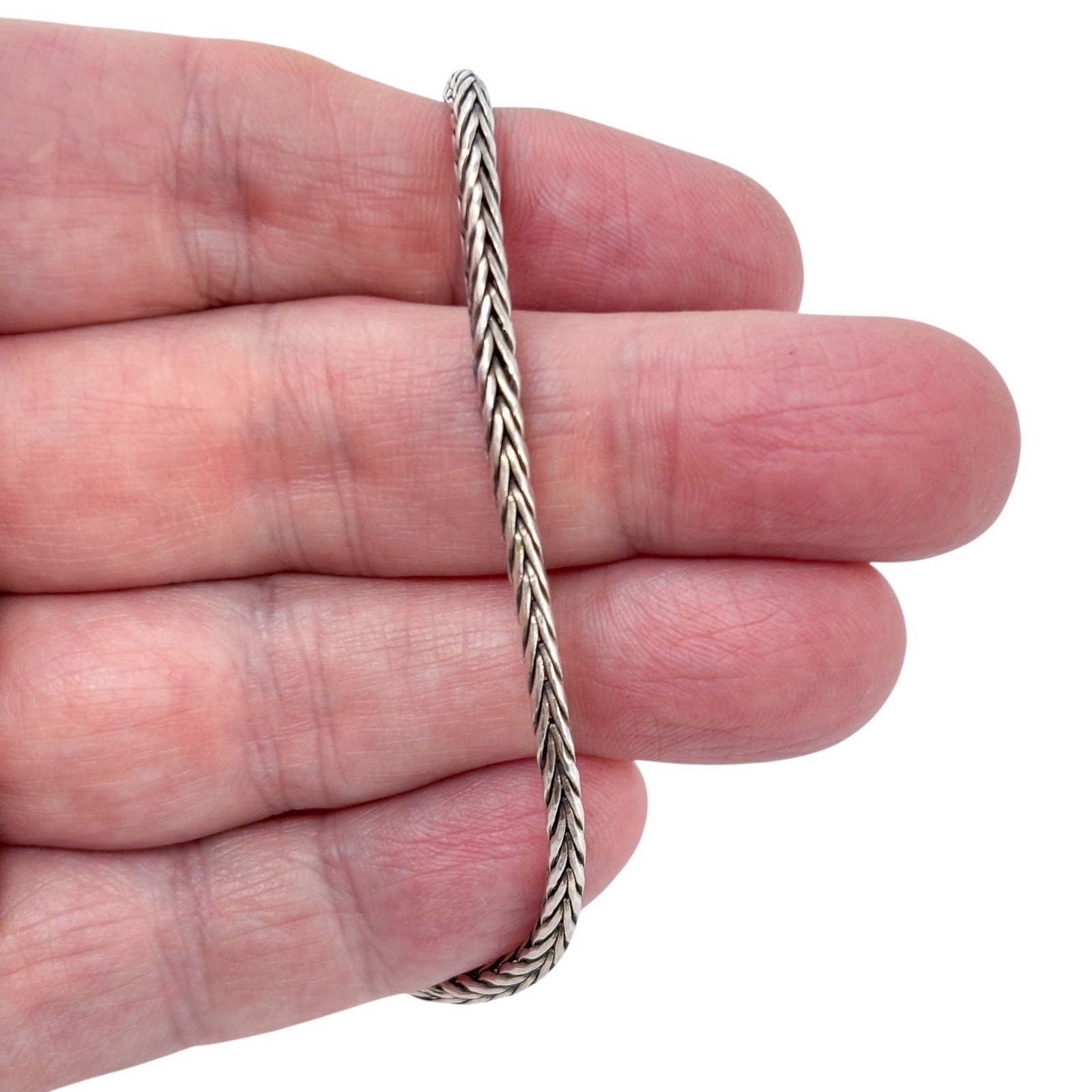 Vintage Sterling Silver 925 Wheat Chain Hook Bracelet 8″
