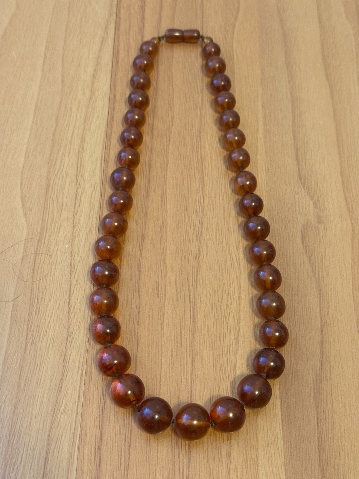 Vintage,Graduated & Knotted Cognac Color Baltic Amber Necklace 24”inch & 64grams