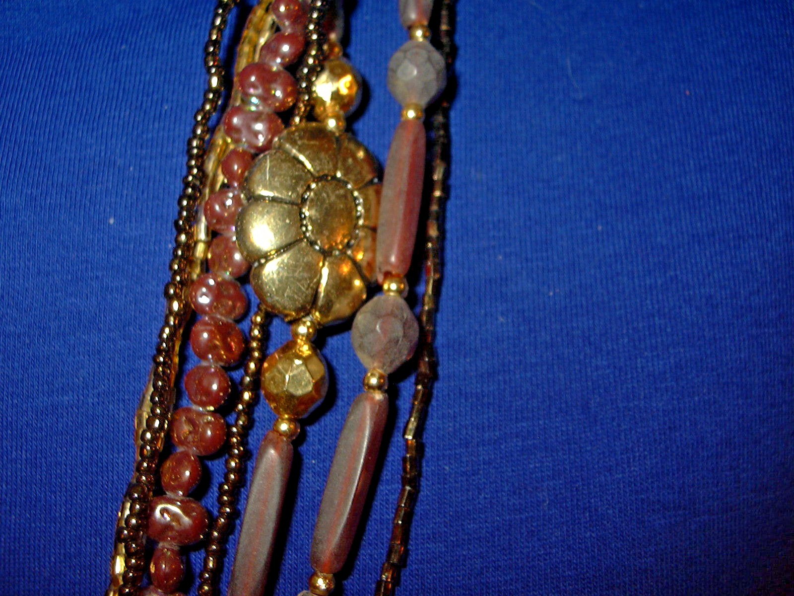 Vintage 8 strand necklace multi bead wood, glass, sead bead 30″ long unmarked
