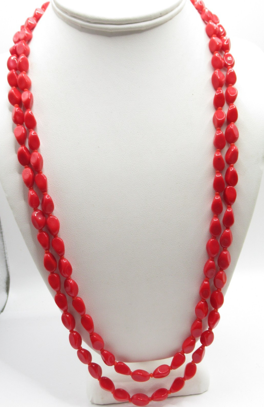 Dark Red Glass Beaded Necklace Vintage Beads Puckered with Tiny Accents