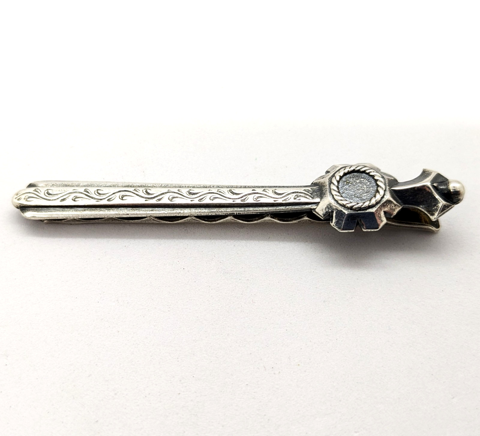 Vintage Luxury Soviet tie Clip made of ⭐875 Silver with the Star USSR hallmark#4
