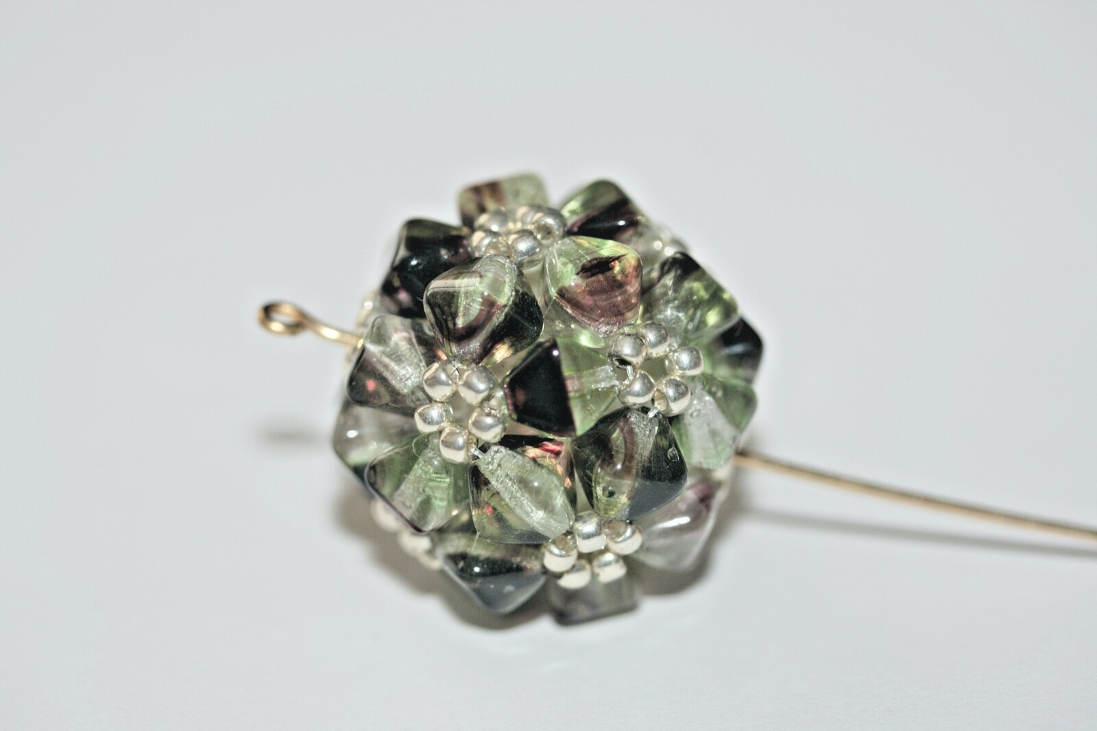 Vintage Czech Fire-polished Glass Beads Beaded Flower Ball
