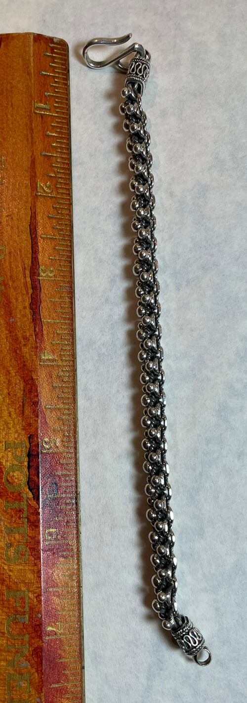 Vintage 44g Sterling Silver BA SUARTI BALI Flower Link 7.75” Snake Bracelet 925