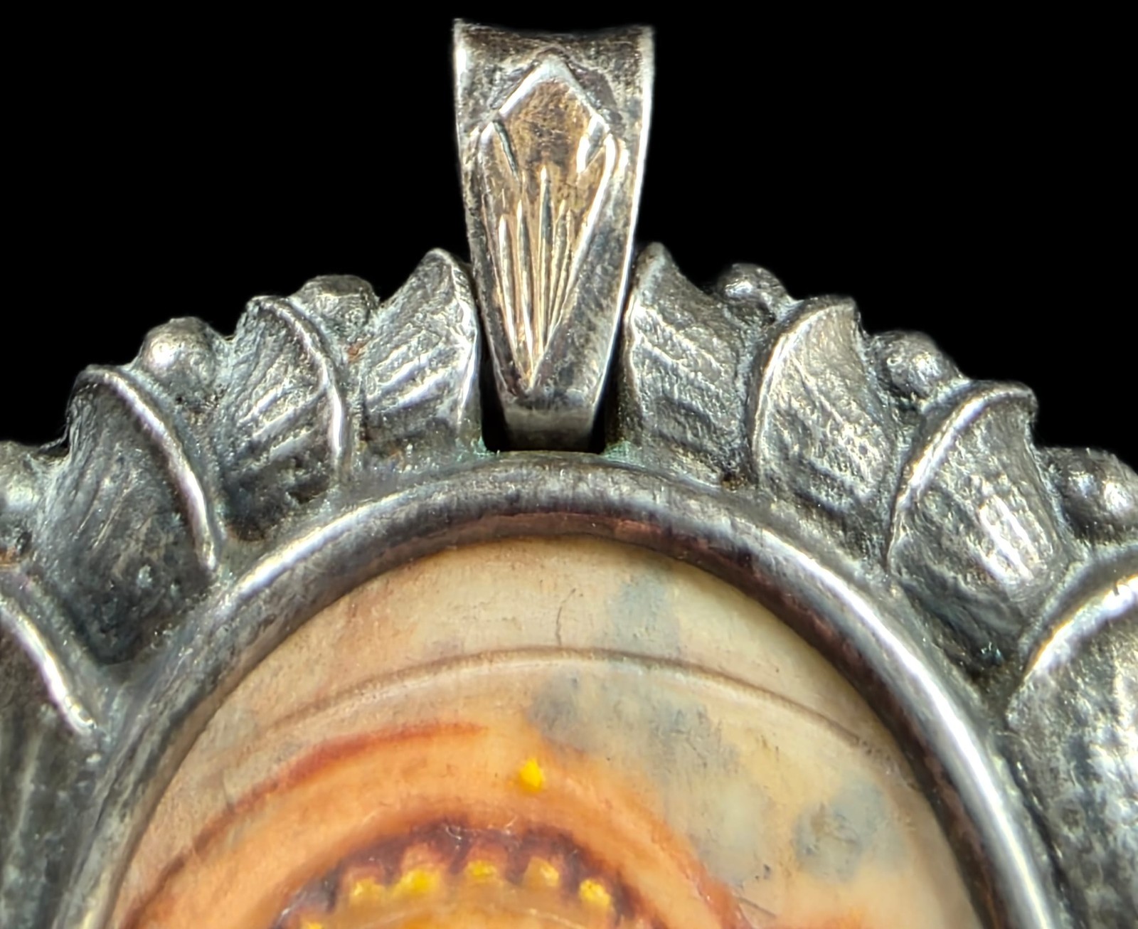 Fine Antique Art Nouveau Silver Gold Madonna Virgin Mary and Jesus Pendant C1900