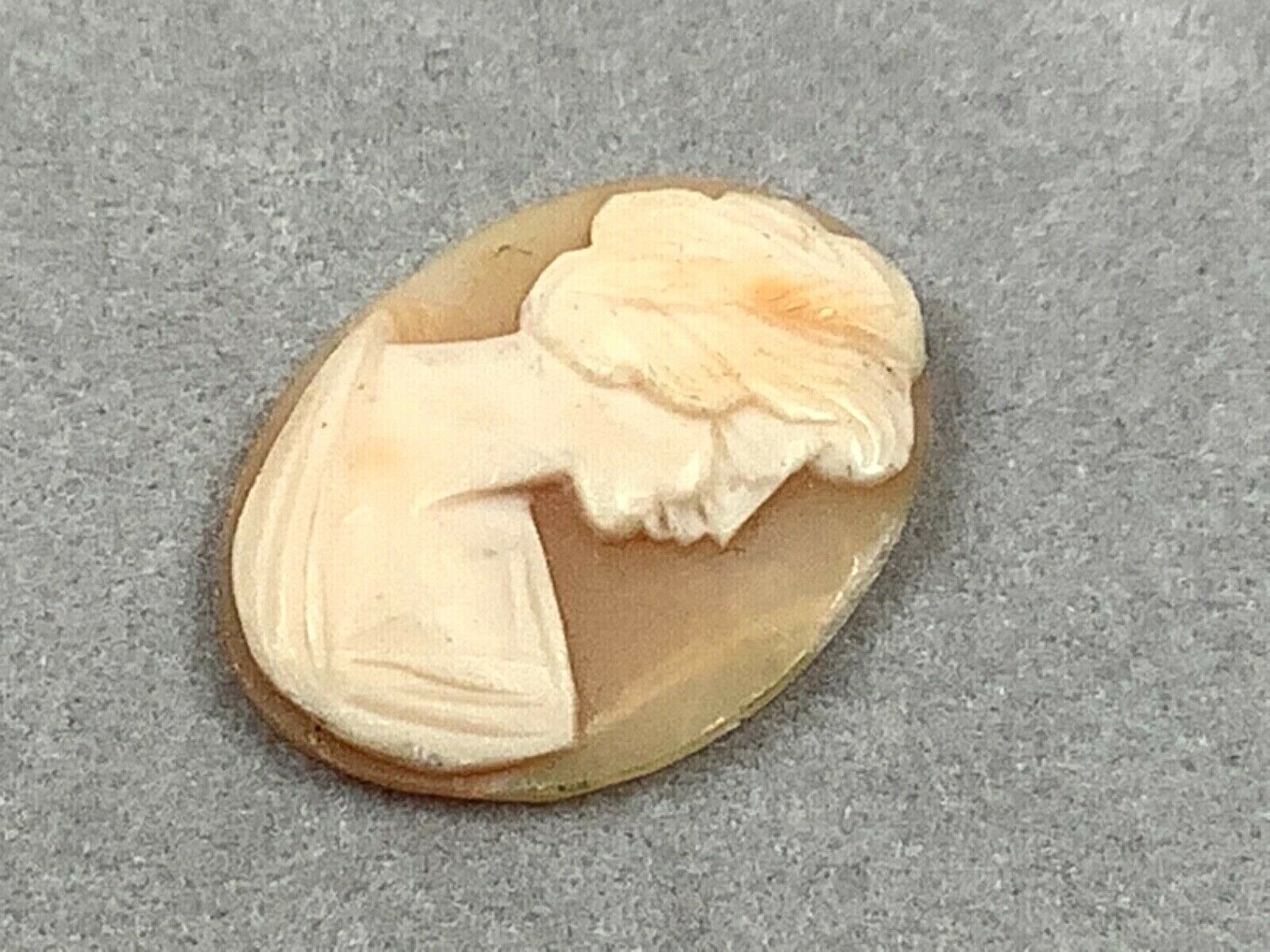 PROJECT PIECE Hand-Carved Right Facing Shell Cameo, No Bezel/Shell Only, 1” Tall