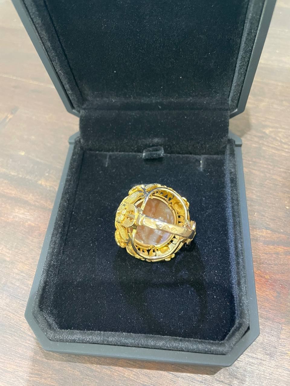 Vintage Cameo Set 14K Yellow Gold Brooch/Pendant & Carved Rose Ring 6.5 size