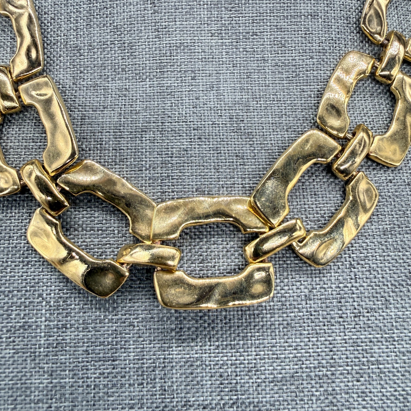 Vintage Necklace Chunky Gold Tone Square Chain Heavy 22 Inches