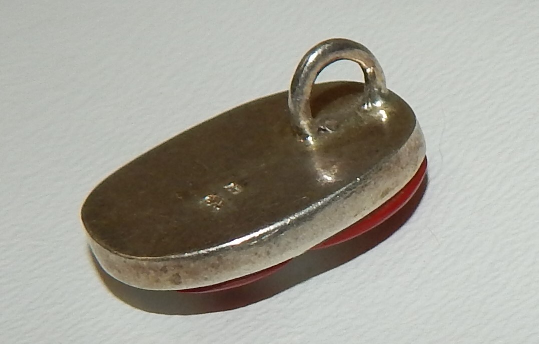 Vintage 925 Sterling Silver Mother-of-Pearl Coral & Marcasite Southwest Pendant