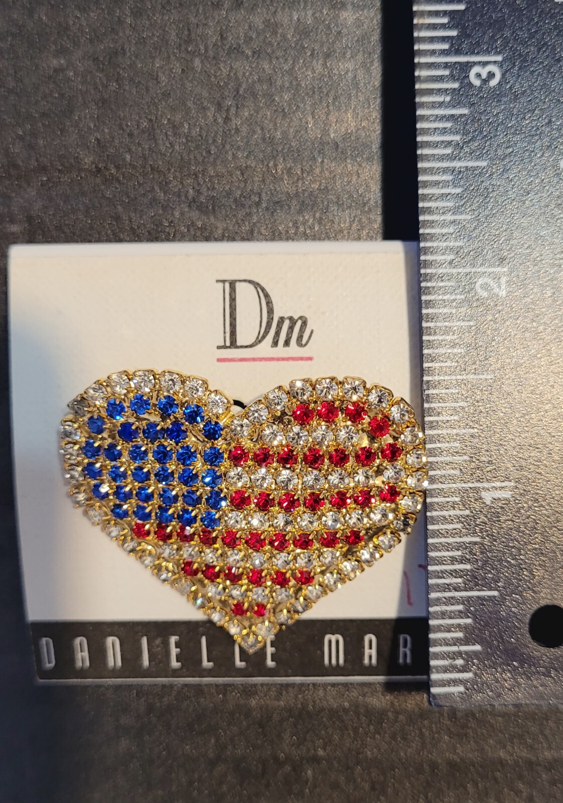 Flag Pin Brooch Rhinestone Heart Shape Flag Pin Brooch Danielle Martin