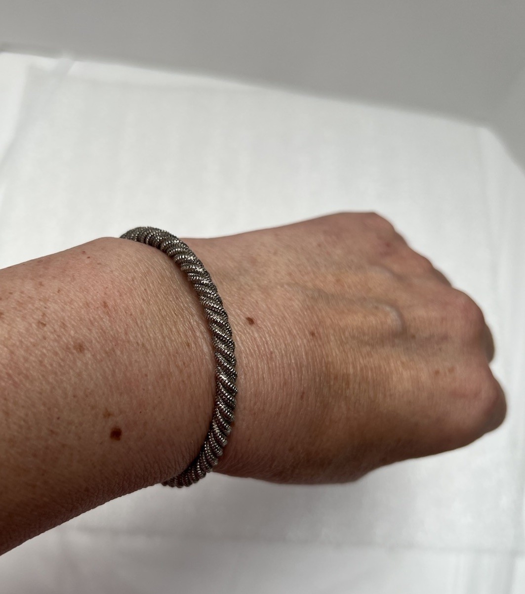 Vintage Twisted Rope Sterling Silver Cuff 2.25” Small