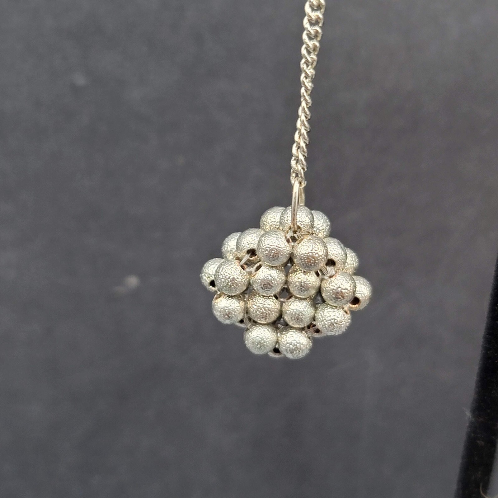 Vintage Pierced Earrings Silver tone Bead Cluster Dangle Unique 2.5″
