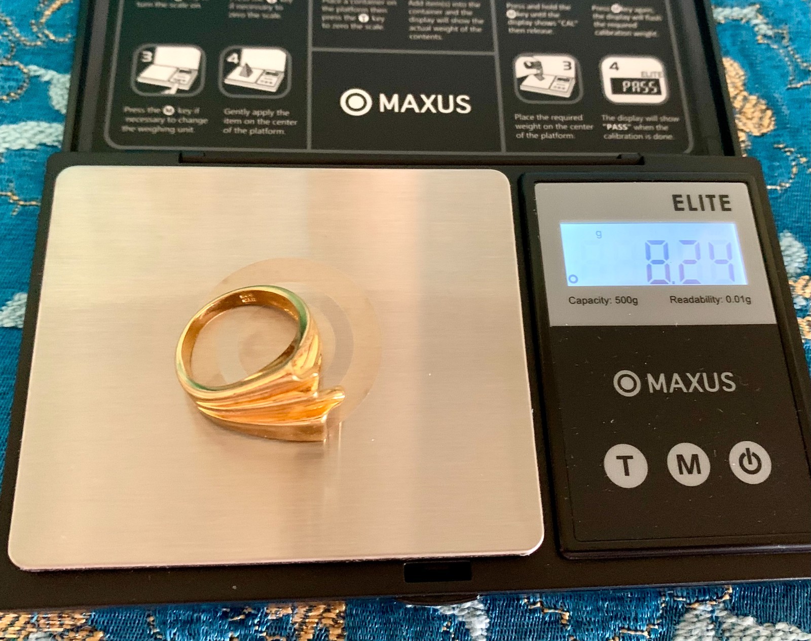 925 Sterling Silver Gold Vermeil Ring Sz: 7.5 Ribbon Wave Design UTC Vintage Y2K