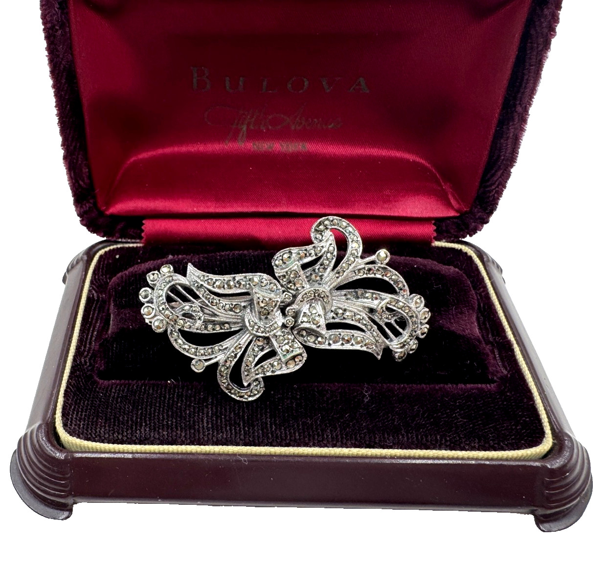 UTMOST RARE ANTIQUE ART DECO DUETTE BROOCH 2 DRESS CLIP MARCASITE STERLING SLVER
