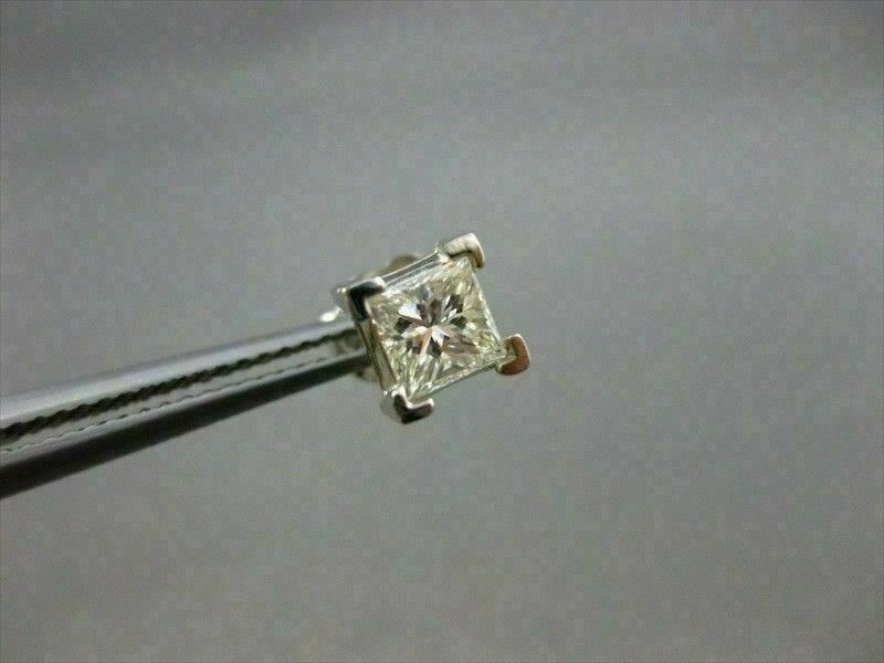 ESTATE .80CT DIAMOND 14KT WHITE GOLD PRINCESS CUT STUD EARRINGS H VVS/VS #5975