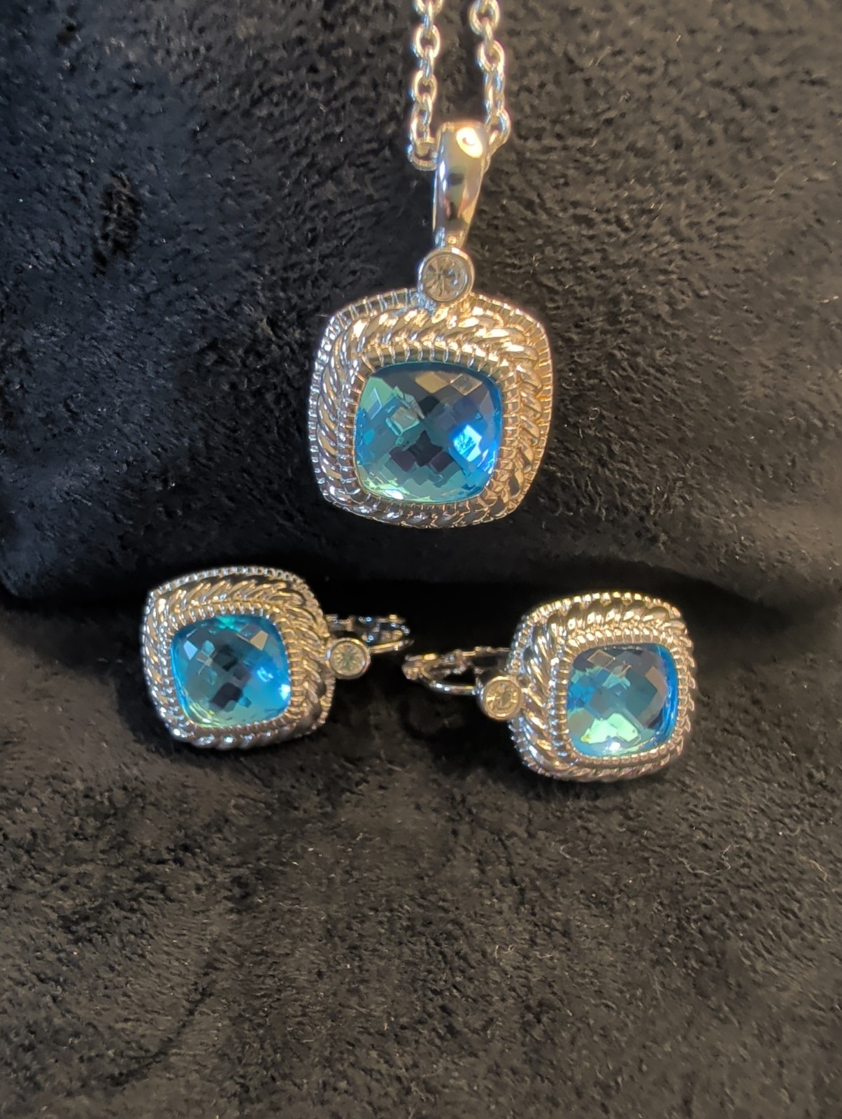 Joan Rivers Interchangeable Pierced Earrings and Necklace Silver Set