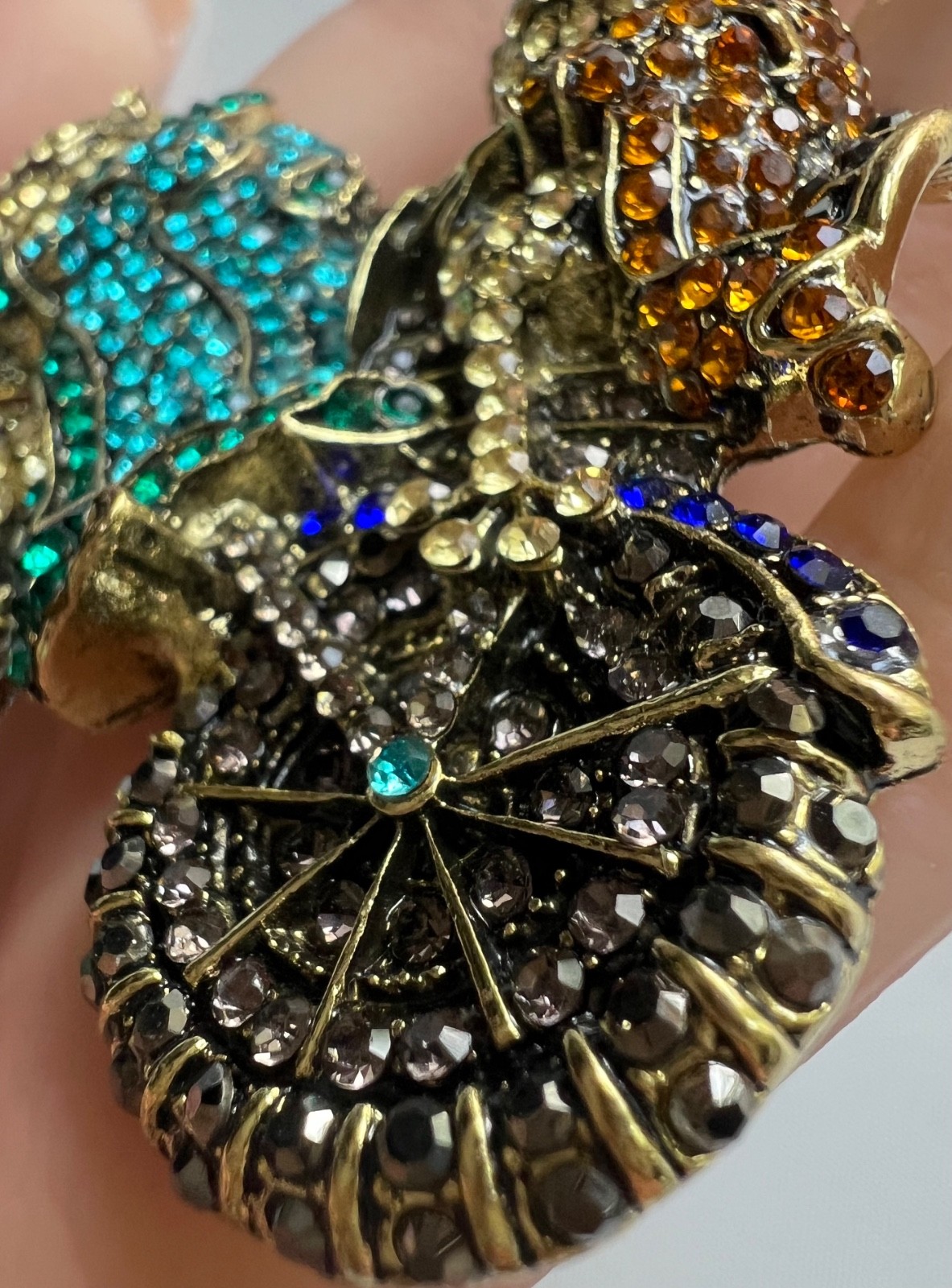 Large Whimsical Frog Pin Rhinestone Toad RIDING bike prince crown vtg Brooch