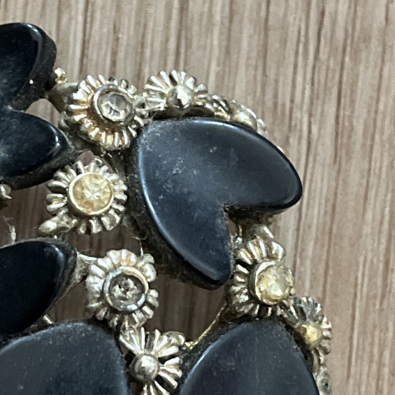 BSK Vintage Pin Brooch 2” Hearts & Flowers