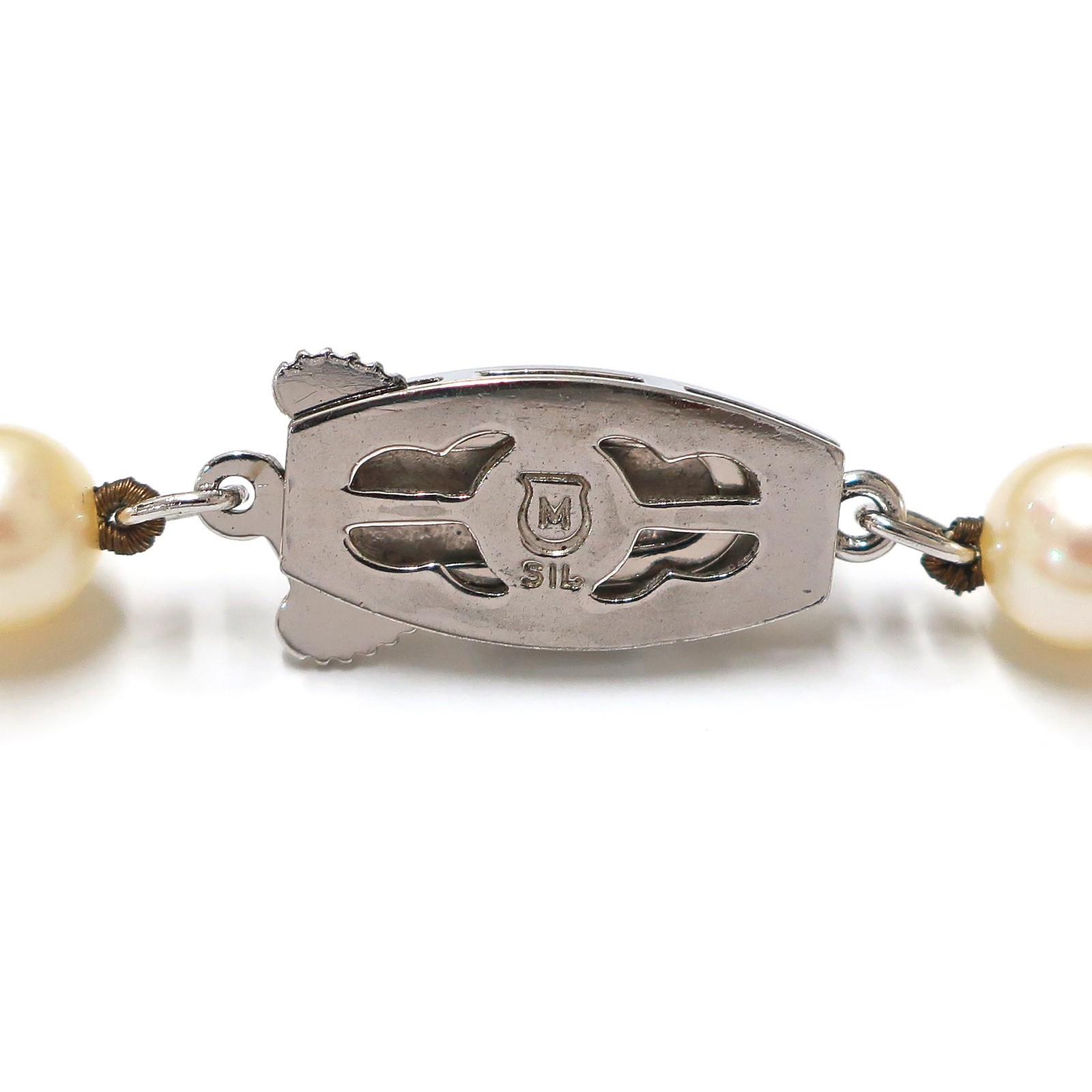 MIKIMOTO Pearl Chain Necklace Pendant Silver Clasp #1099c Rise-on