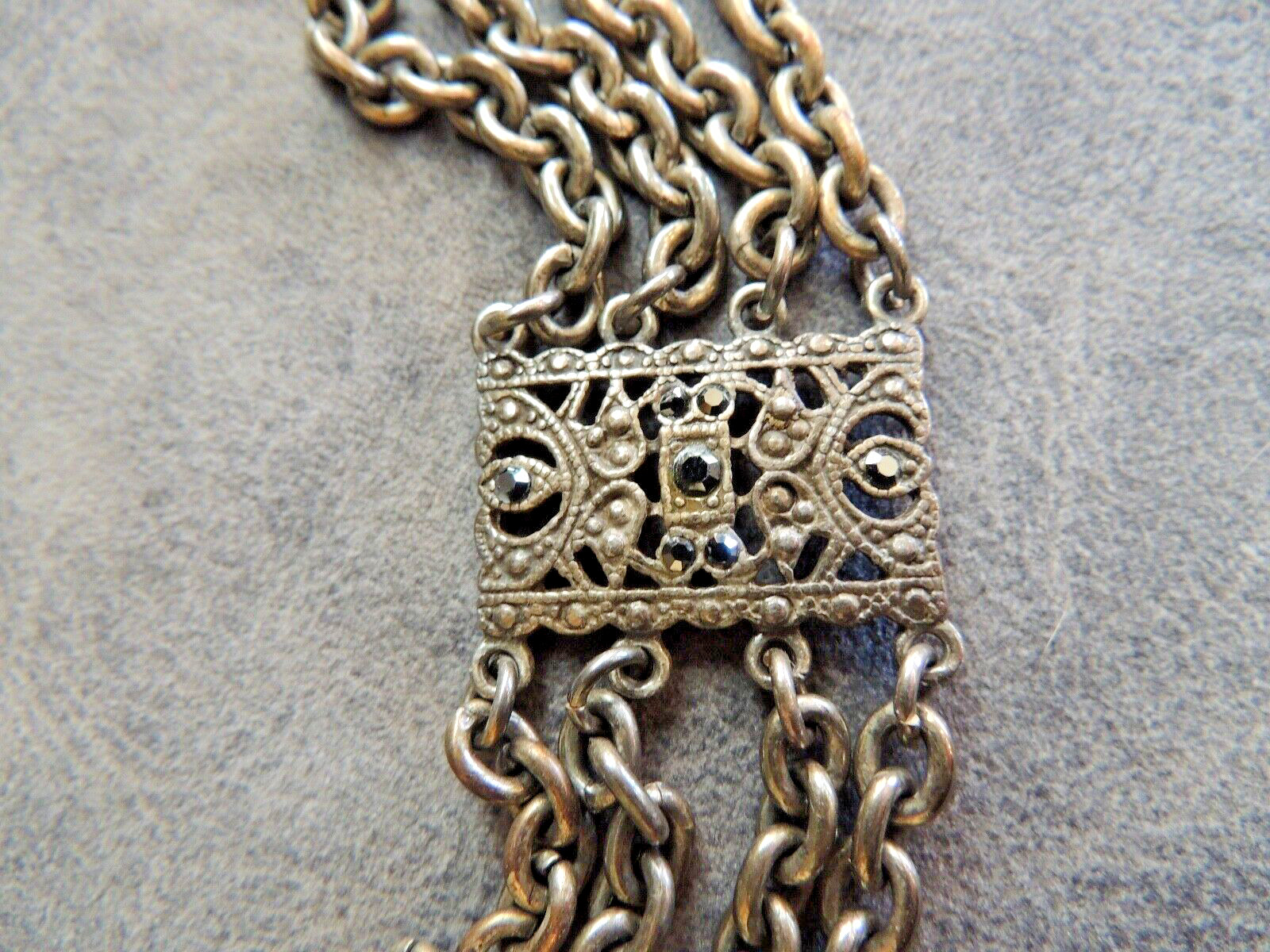 21 3/8 inch metal boho necklace antique with small sparkly stones