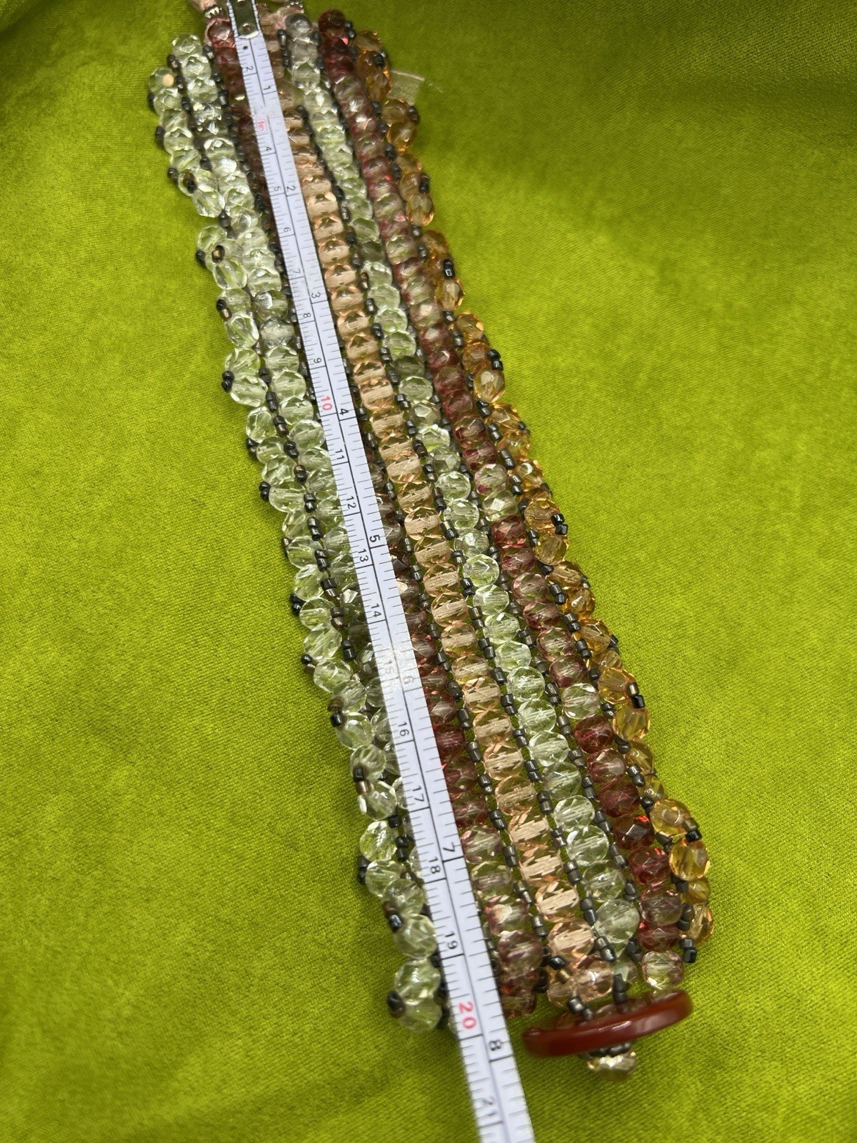 Vintage Multi Strand Acrylic Crystal Wrap Bracelet Pink Cranberry Champagne