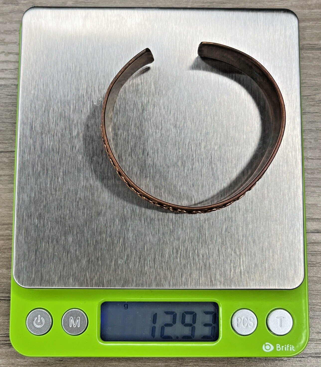Vintage COPPER Serpentine Wheat Spiga Multi Chain Design Cuff Bracelet 12g HTF