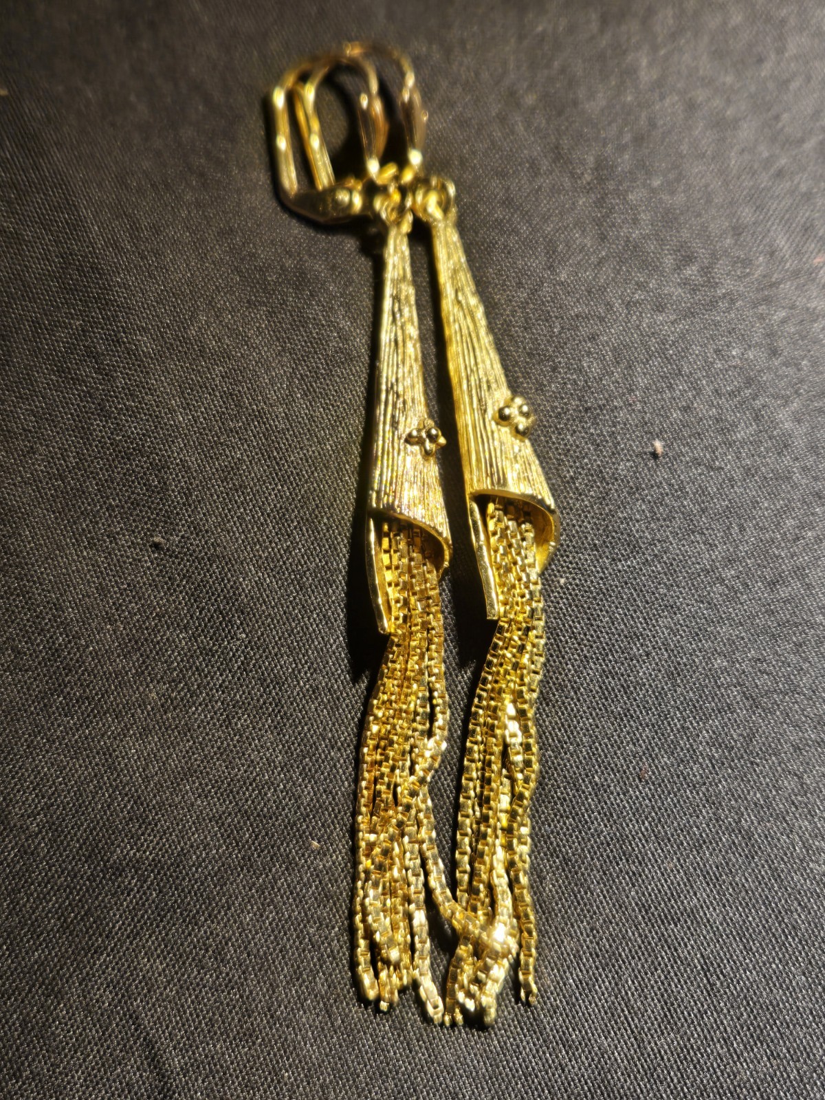 Elegant Vintage Conical Tassel Earrings, Gold Filled