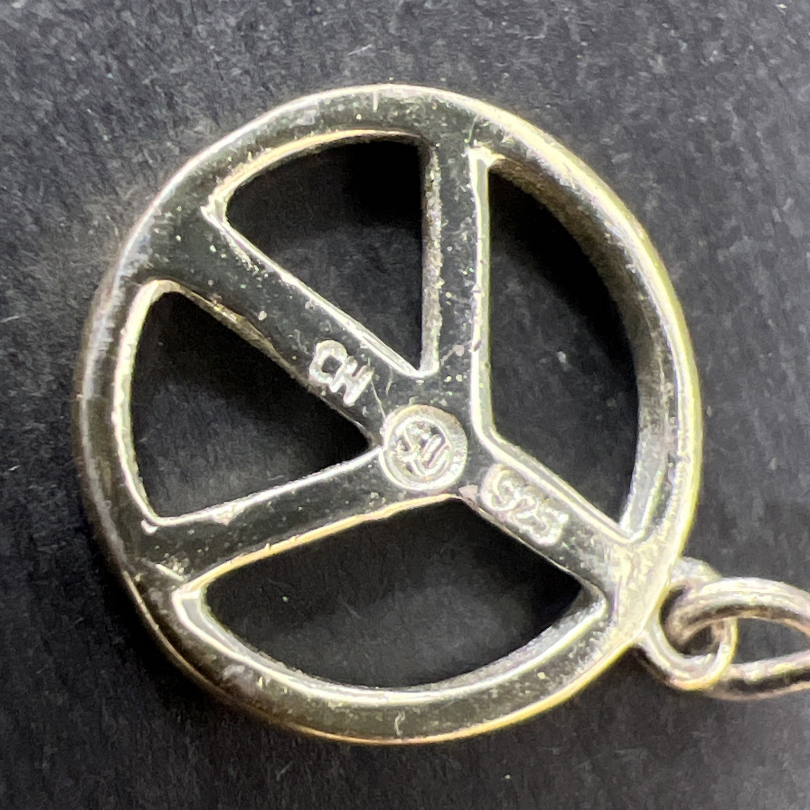 Peace Sign Symbol SINGLE Earring Dangle Drop Pendant Charm Sterling Silver 925