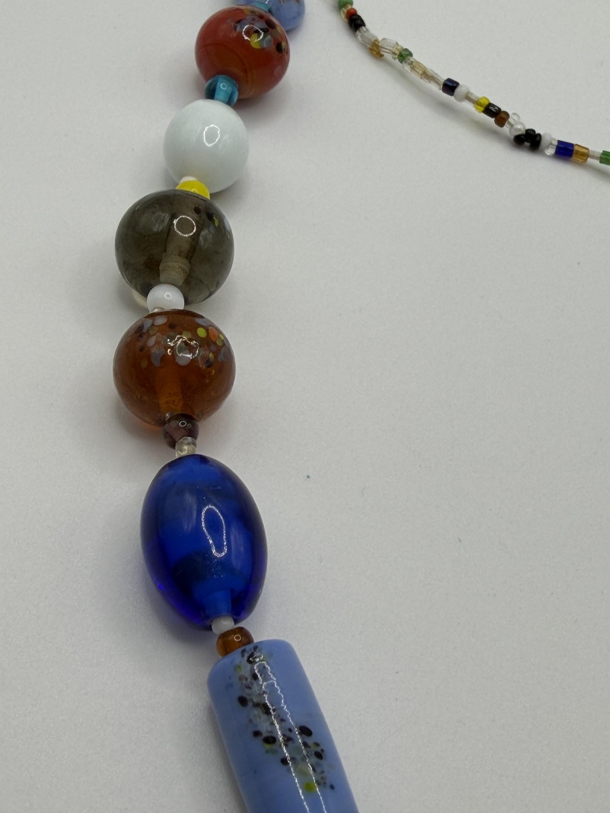 MULTICOLOR GLASS BEADED STATEMENT NECKLACE LONG STRAND WOMENS BOHO JEWELRY