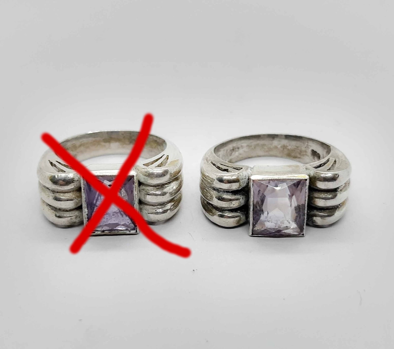 Beautiful Original 1930-1950s German 835 Silver Amethyst Ring