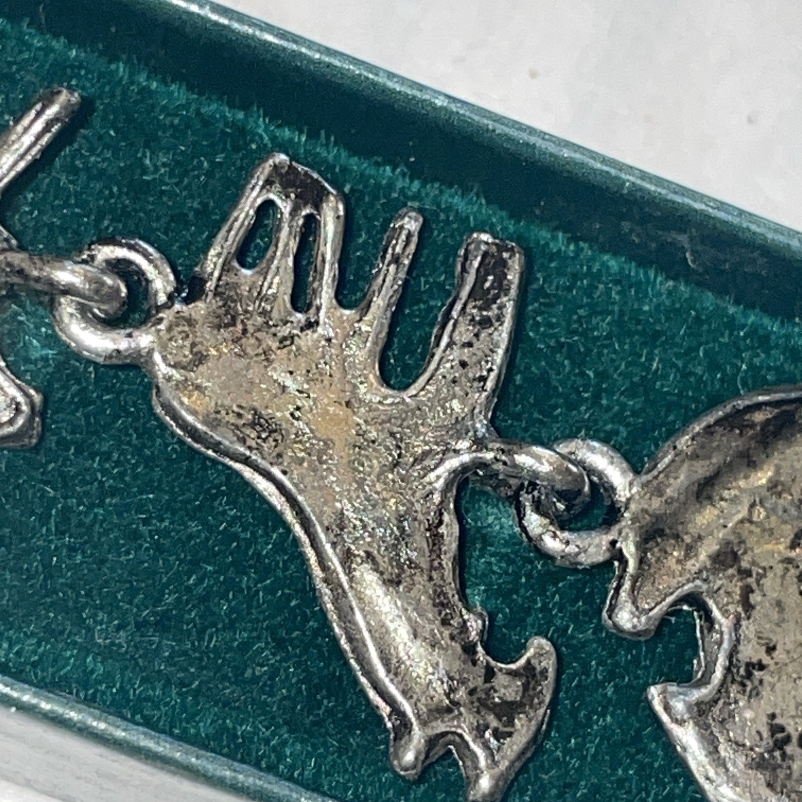 Vintage Genuine Paua Shell Bible Story Noah’s Ark 7.25″ Bracelet Sterling Silver