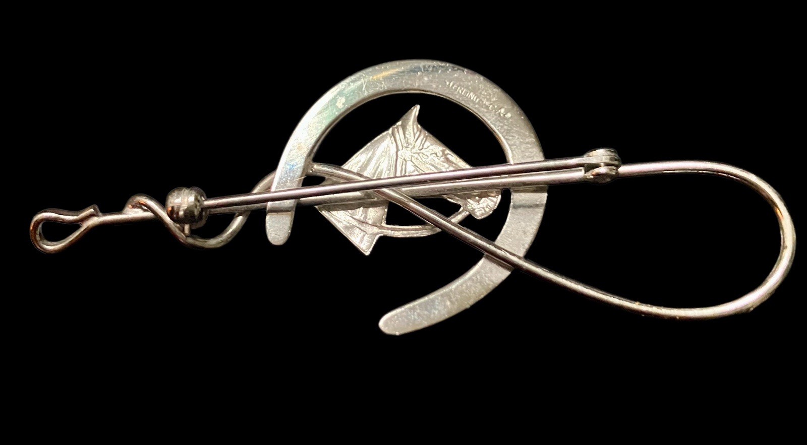 Vintage CARL ART Sterling Silver Equestrian Horse Head Horseshoe Brooch Pin
