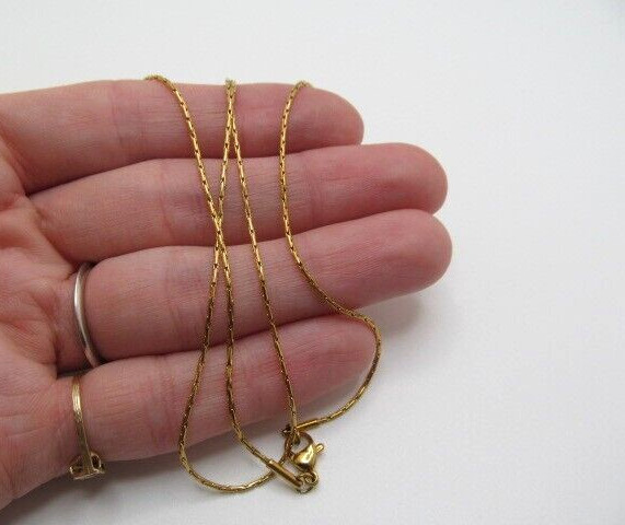Vintage Gold Tone Continuous Bar Barrel Link 1.10mm Chain Necklace 18.5 Inch