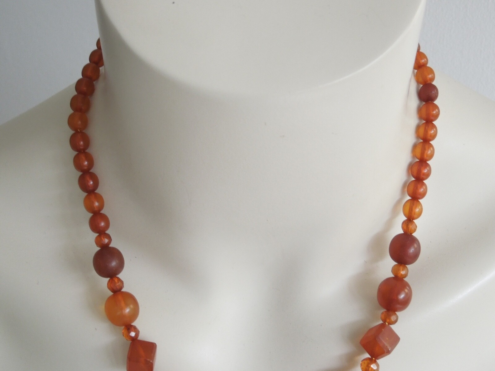 Art Deco Honey Natural Amber Necklace Collar Balls & Cubes 21.4 G/49.5 Cm