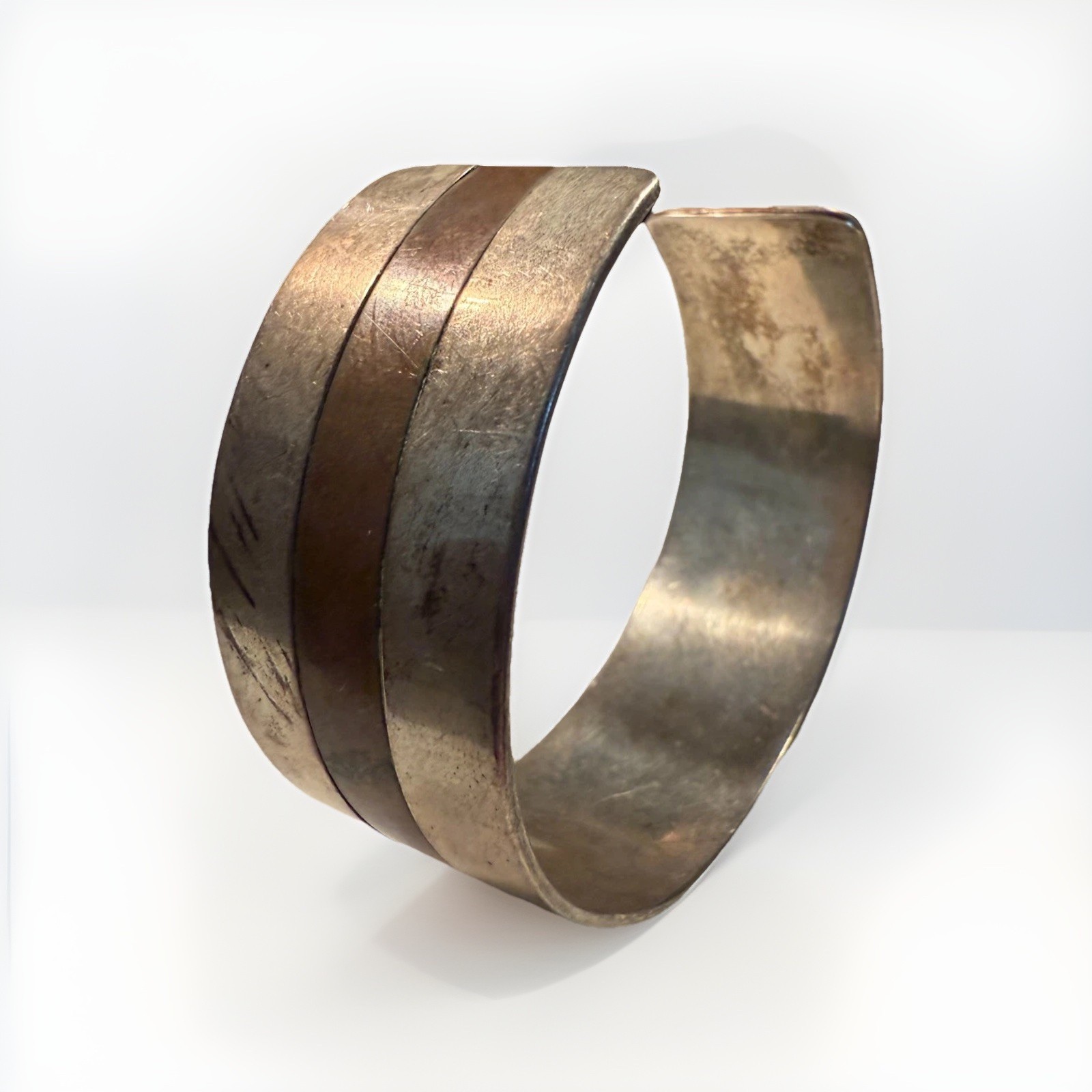 Vintage Brandimarte Italian Sterling Silver & Copper Cuff Bracelet 925 44g