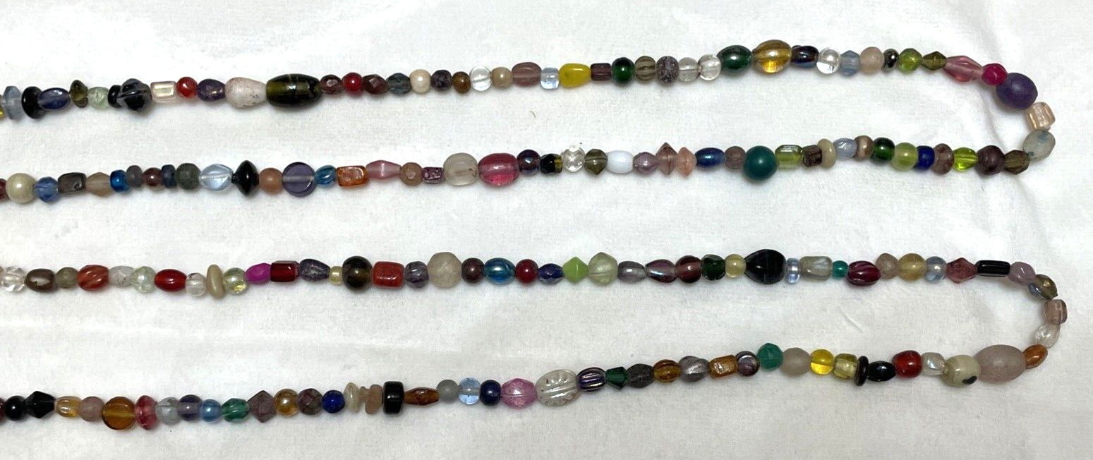 Vintage Glass Stone Bead Necklace Gemstone Beaded Colorful Boho