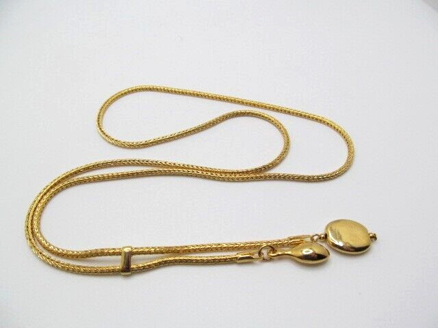 Vintage Gold Tone Wheat Spiga 2.2mm Pull Chain Dangling Charms Necklace