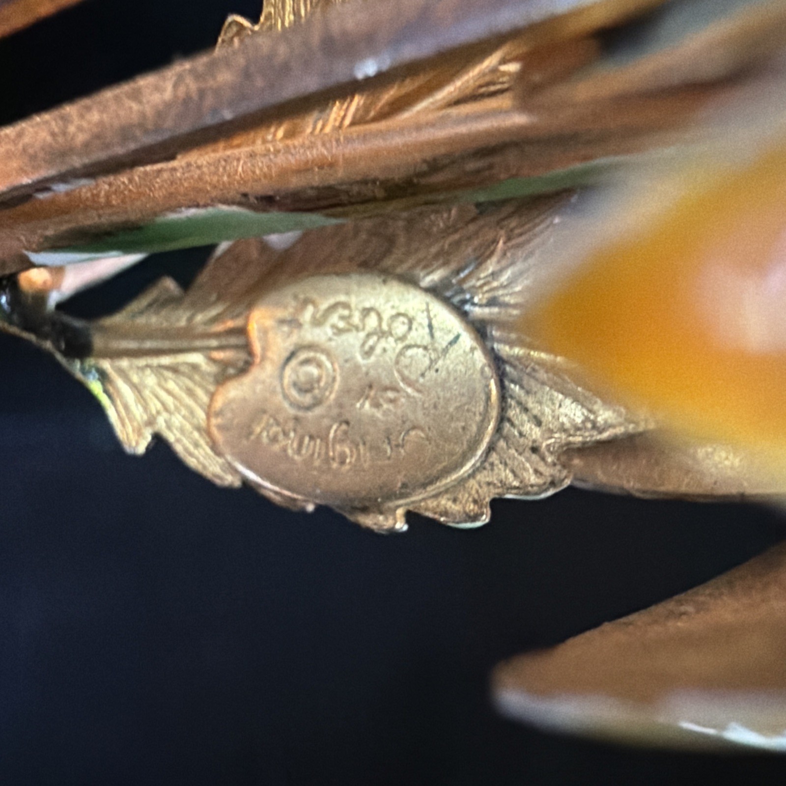 Original by Robert Enamel Flower Brooch Pin Yellow and Orange Daisy SPRING -READ