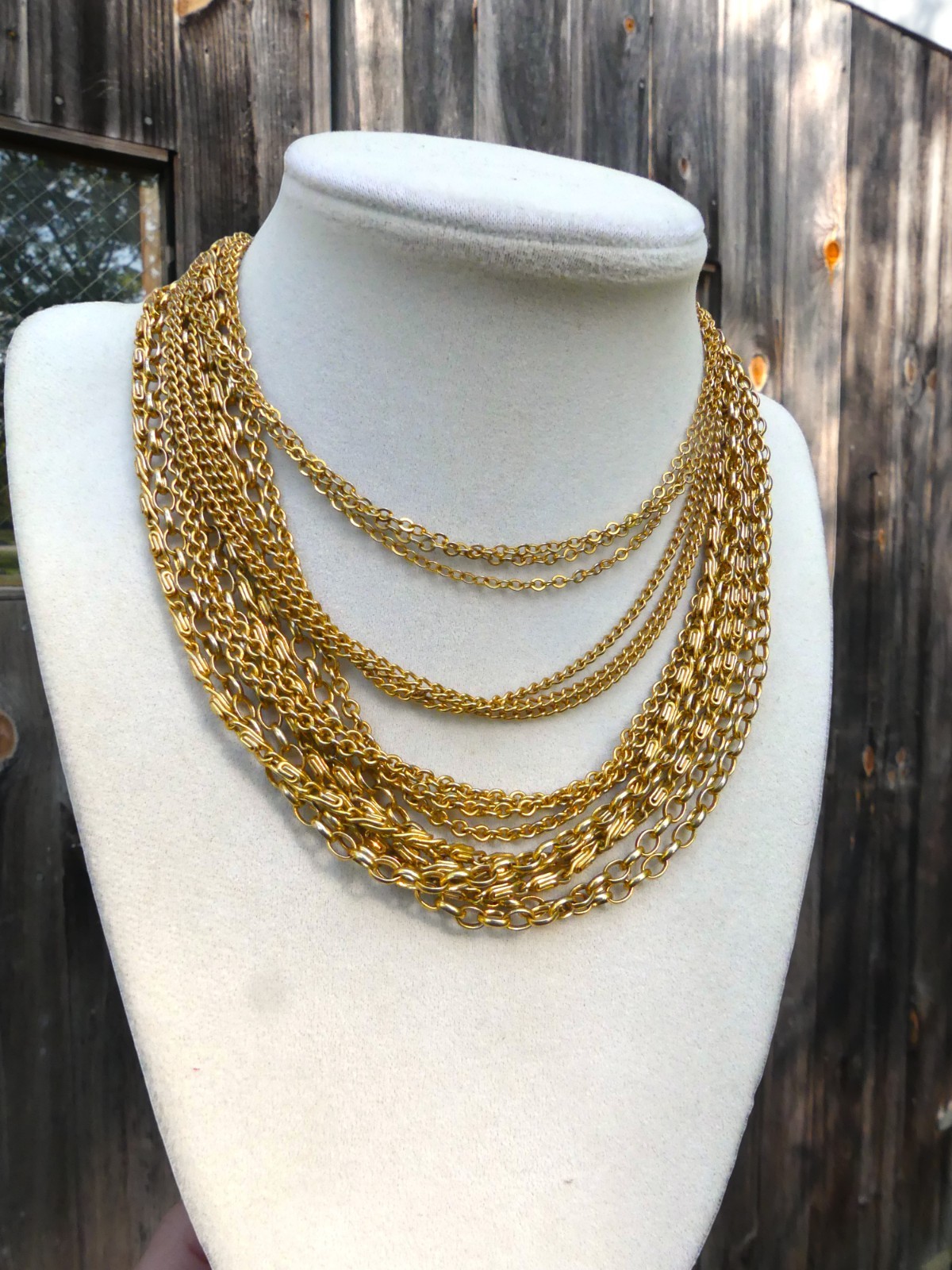 Vintage Trifari multistrand chain necklace goldtone multichain19-22 inches swag