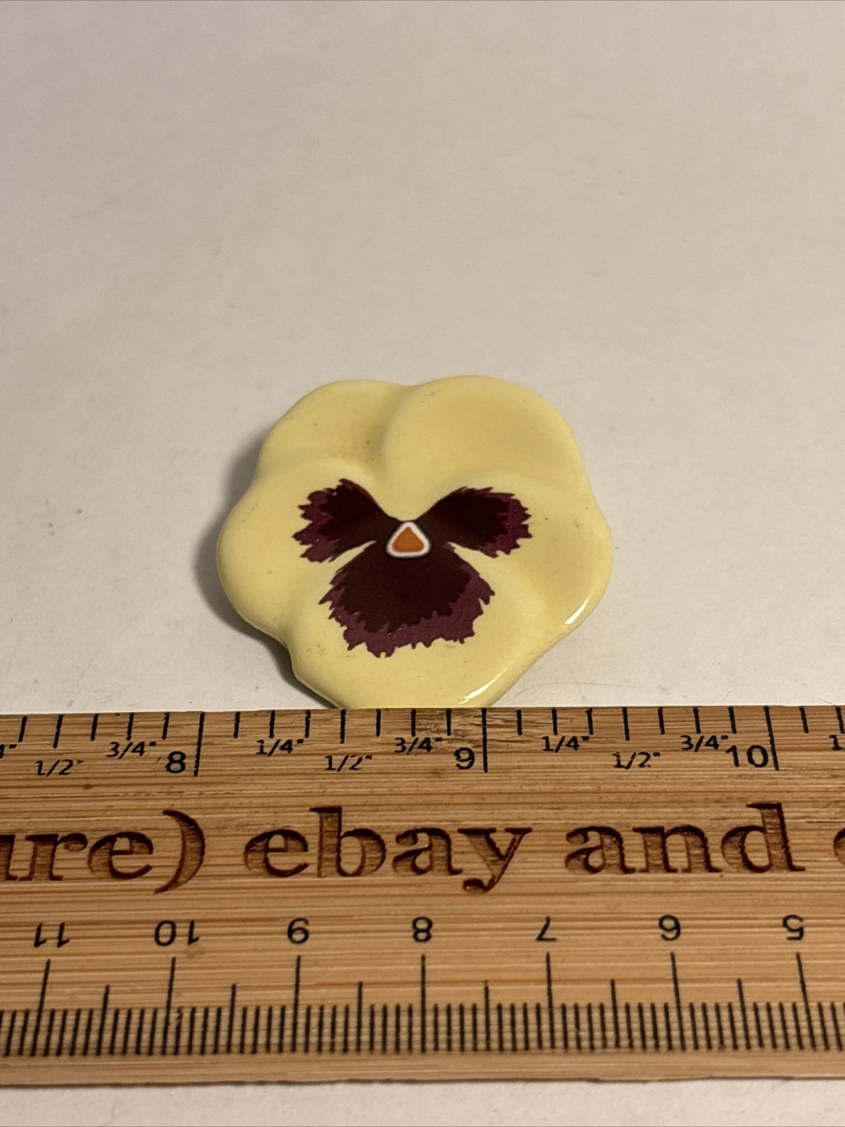 Avon Yellow Pansy Ceramic Vintage Brooch rare original