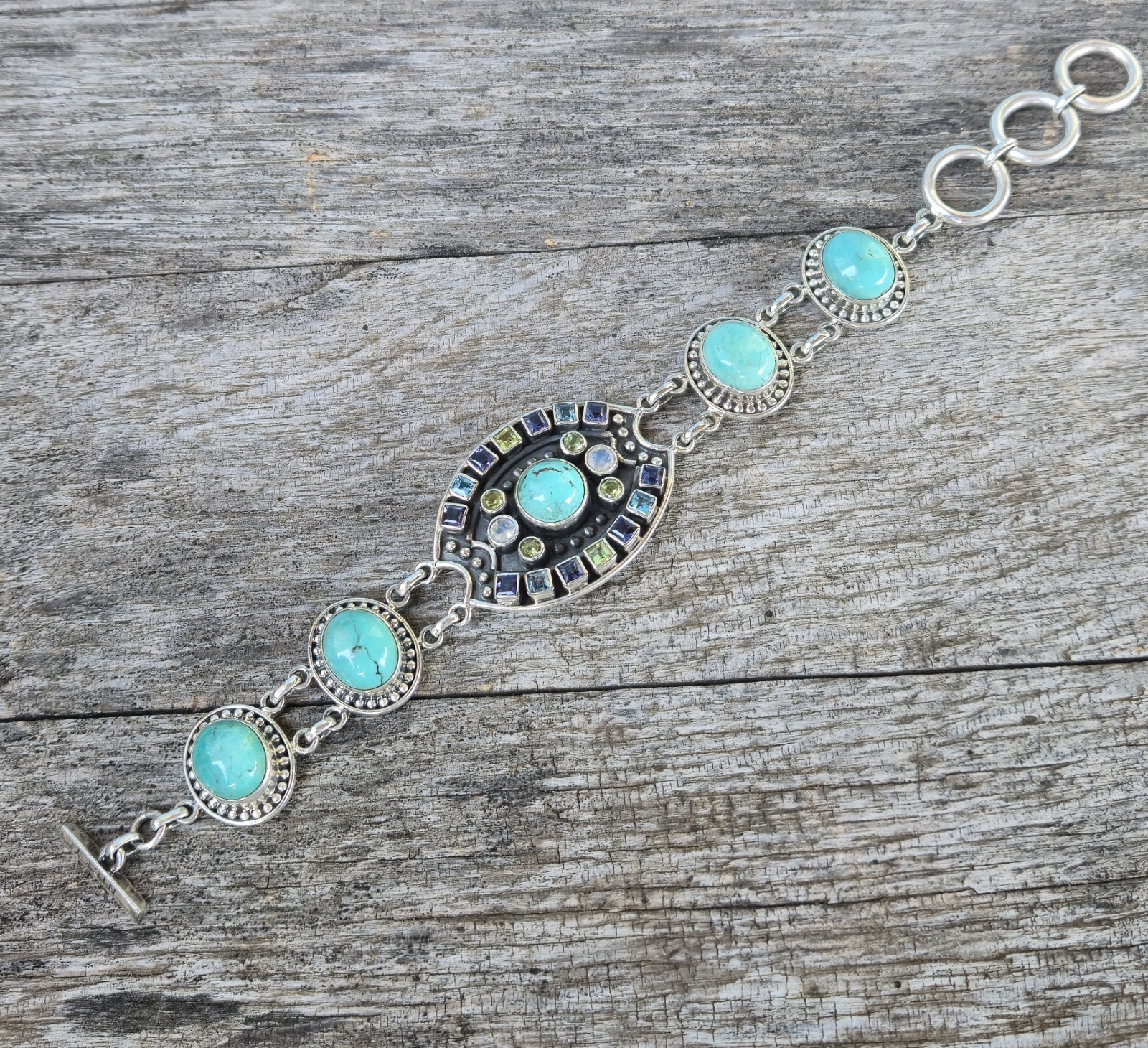 Nicky Butler LIMITED EDITION RAJ COLLECTION 925 Sterling Silver Bracelet 7.75″🩵