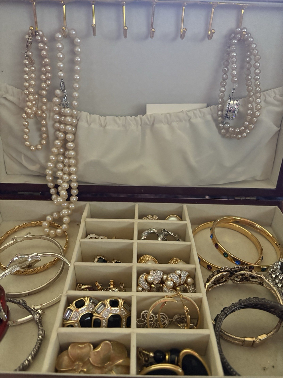 7 Tier Jewelry Box Full Of Trifari , Avon, Coro, Napier, Swarovski And Unbranded